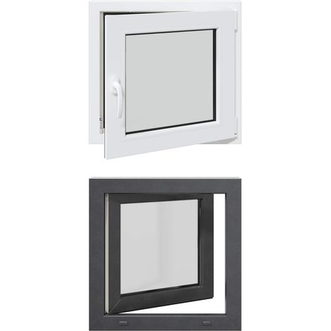 Kellerfenster RISOR 50 x 50 cm PVC und Glas Anthrazit vidaXL