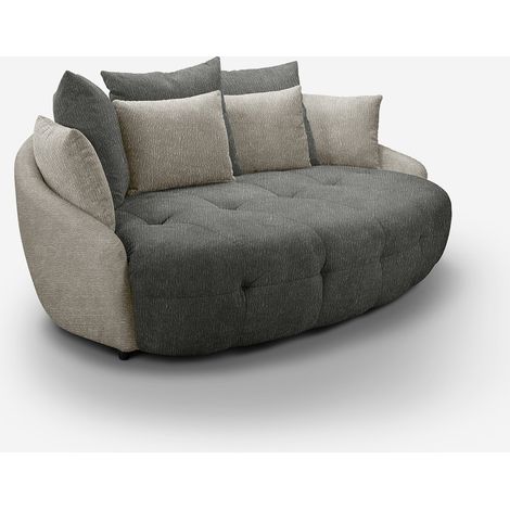3-Sitzer Sofa, modernes ovales Design, graue Basis, gesteppt, St.Moritz - Anthrazit (1/4)