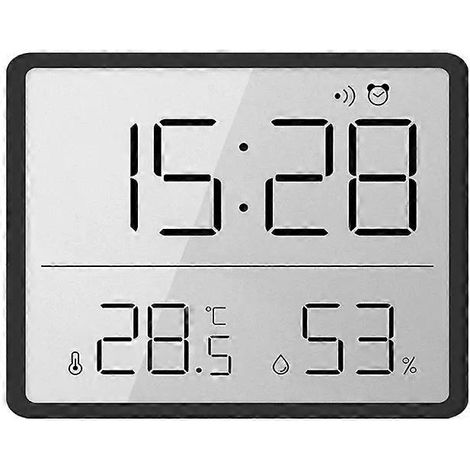 Horloge numérique magnétique murale - Fine, légère, LCD, noire - 8218 Noir (1/2)
