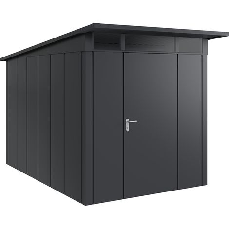 Hörmann Metall-Gerätehaus "Juno" mit Pultdach, JPD7 - Design, 214 x 310 cm (B x T), anthrazit, 1-flüglige Tür, Anschlag rechts (1/5)