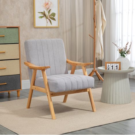 Poltrona bergère con braccioli, 68 x 74 x 82 cm, grigio chiaro HAVRYA (1/5)