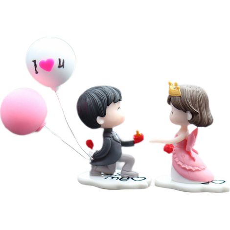 Couple mignon résine voiture décoration tableau de bord figurines ballon cadeau (1/5)