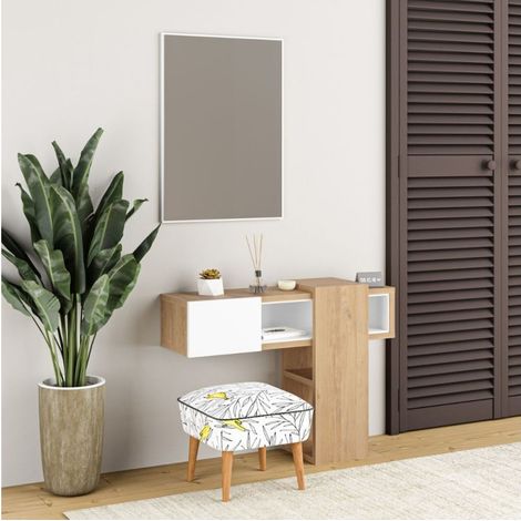 Mobile da Ingresso con specchio colore rovere e bianco - Efes (1/5)