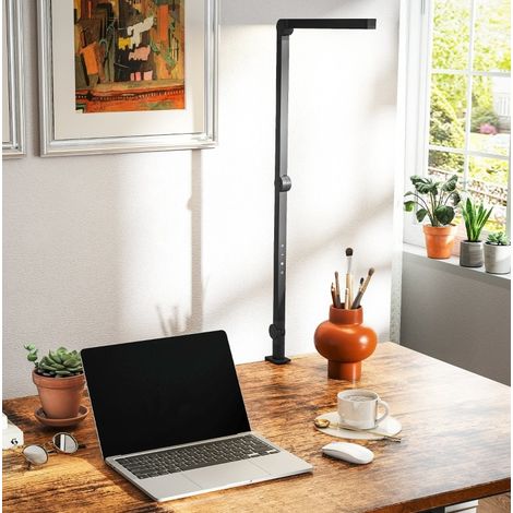 LED-Klemm-Schreibtischlampe 121,5x3,8x5,5 cm aus schwarzem Aluminium, dimmbar – MEUBLIV (1/5)