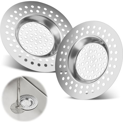 2 Pcs Filtre evier Cuisine,Évier Filtre de Vidange,Filtre Cheveux Douche,Grille Evier Cuisine en Acier Inoxydable Our Évier de Cuisi (1/4)