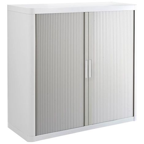 Armoire à rideaux démontable easyOffice 104 x 110 cm corps blanc - rideau blanc / gris