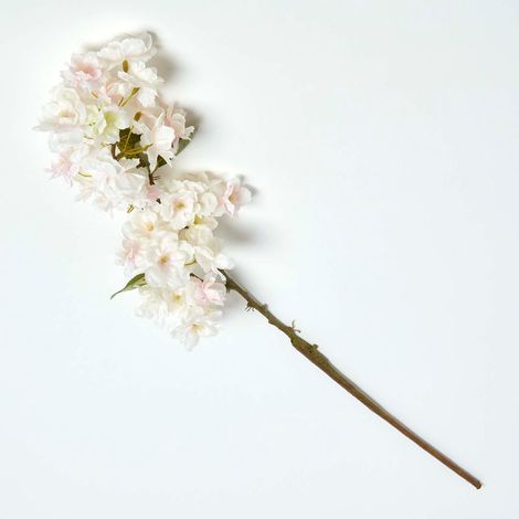HOMESCAPES Pink Artificial Cherry Blossom Flower Single Stem 78 cm