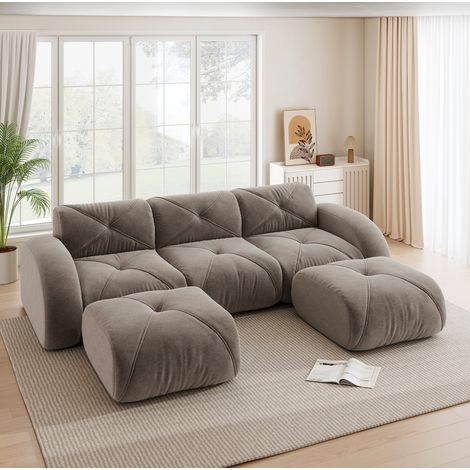 Divano modulare 3 posti in chenille taupe OKMYHOME (1/5)