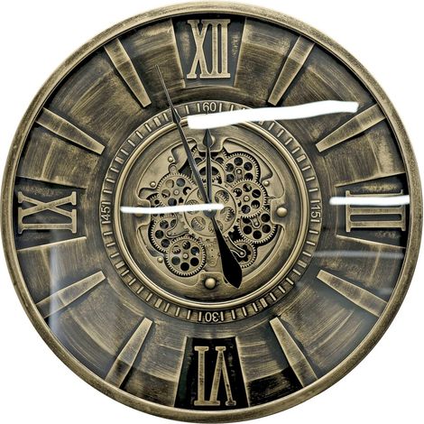 horloge murale mécanisme apparent effet bronze vieilli - bronze vieilli effet patiné (1/3)