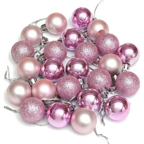 30mm/24Pcs Christmas Baubles Shatterproof Pale Pink,Tree Decorations (1/3)