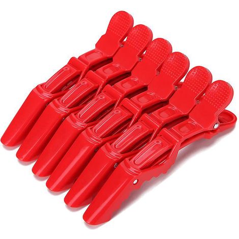 6 Pices Pinces Crocodiles (rouge) Pinces Cheveux Style Professionnel Baril De Cheveux Femmes Et Filles Salon Mnage Pinces Cheveux En Plastique (1/5)