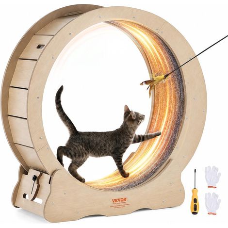 Pour faire courir votre chat d'intérieur, roue de course 750 mm avec tapis amovible et blocage de roue (1/5)
