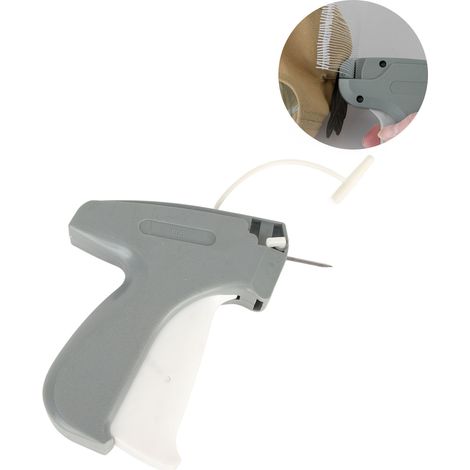 PVC-Kleidungsetiketten-Befestigungsset mit 20 Clips und 5 Zinken, graue Farbe, 13x13x2,5cm, ideal für Boutiquen und Geschäfte. (1/5)