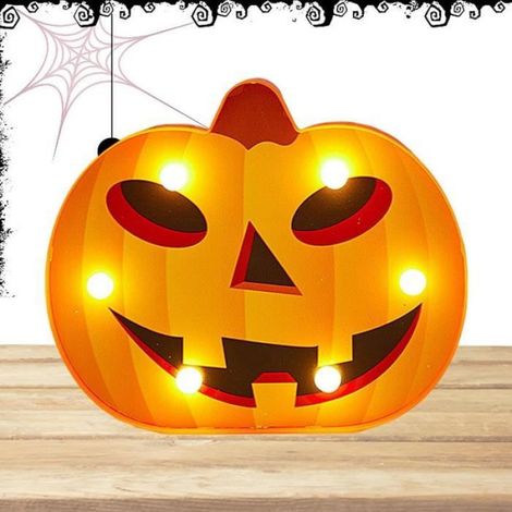 Lampe Citrouille Halloween - 6 LED - Alimentation Piles AA - Orange - 1 Pièce (1/4)