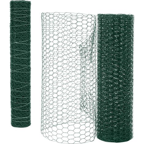 Lot de 2 rouleaux de grillage vert de 0,4 x 5 m, 15 mm de diamètre, pour clôture de jardin (1/5)