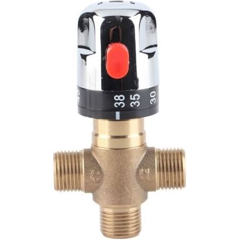 Robinets Thermostatiques - Vanne Mélangeuse Laiton Massif G1/2 - Pour Douche Lavabo Salle De Bain Cuisine - Température Réglable 35-45 ℃ - 15 mm (1/4)