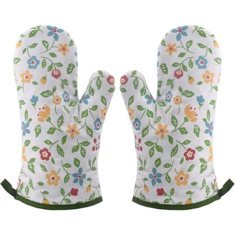 1 paire de maniques à motifs - Maniques de cuisine - Ustensiles de cuisine - Pour la cuisson/les grillades - Polyester - Vert (1/5)