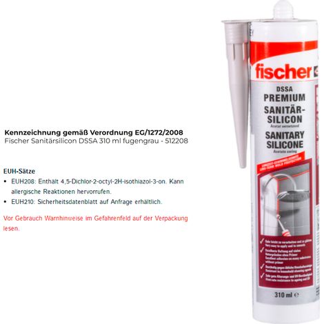 Fischer Sanitärsilicon DSSA 310 ml gris junta - 512208 (1/3)