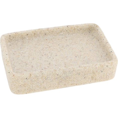 Jabonera rectangular de poliresina efecto arena - natural - Tendance