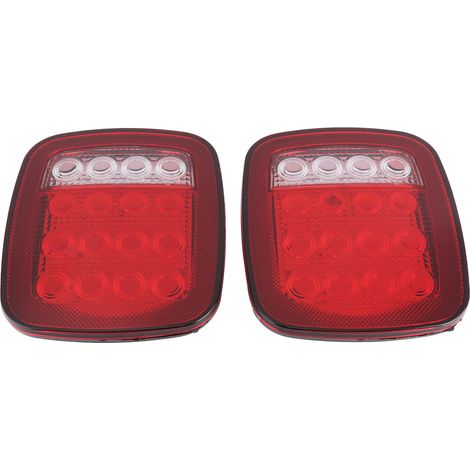 Feu de recul à 16 LED bicolore rouge et blanc, feu de position latéral, forme carrée, compatible avec Jeep Wrangler JK CJ YJ 1976-2006 (1/5)