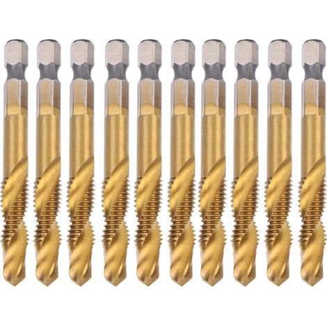 Kit de tarauds à vis M8 HSS en acier rapide, forets de 6.8mm, outils de taraudage à tige hexagonale 10 pièces (1/5)