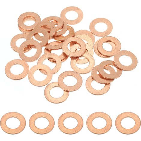 Joint Cuivre M12, 30 Pièces 12mm ID 22mm OD 1.5mm D'Épaisseur Rondelle Plate Métrique pour Vis Boulon Bouchons de Carter de Vidange (1/5)