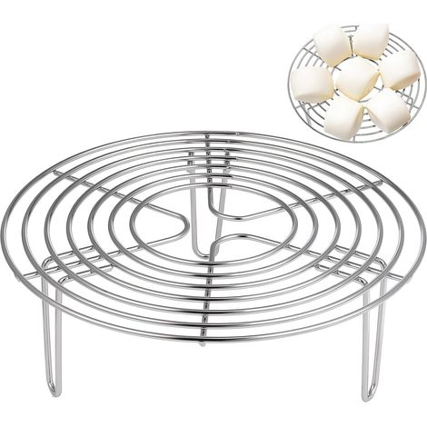 NineClouds Grille d'insertion en acier inoxydable Support de cuisson Cuiseur à vapeur Insert Grille à gateau ronde (20x20x7cm) (1/5)