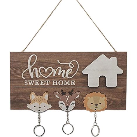 Crochets porte-clés muraux en bois - Organisateur en bois - Rangement pour clés - Idéal pour l'entrée, la chambre, la cuisine (1/5)