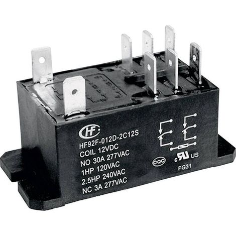 Hongfa HF92F-012D-2C21S Relais enfichable 12 V/DC 30 A 2 inverseurs (RT) 1 pc(s) S74388 (1/2)