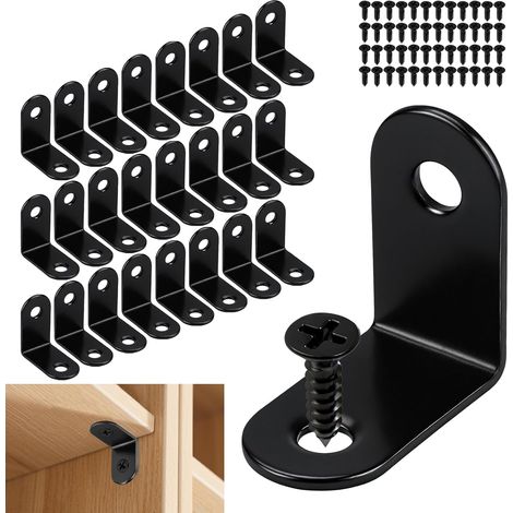 24 Pièces Equerre Metal Inox 30x30x16mm Angle 90 Degrés Noir (1/5)