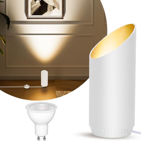 LED Sol Spot – 6W Lampe de Sol pour Intérieur, Noir, 3000K Blanc Chaud, Avec Ampoule GU10 LED 500LM, Spot avec Interrupteur Pied (Blanc, 1 paquet)-Blanc / 1 paquet / 1 (1/5)