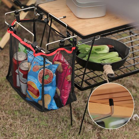 Sac de Rangement en Maille Expansible PVC Portable, Compatible avec Espaces Élargis pour Extérieur Noir