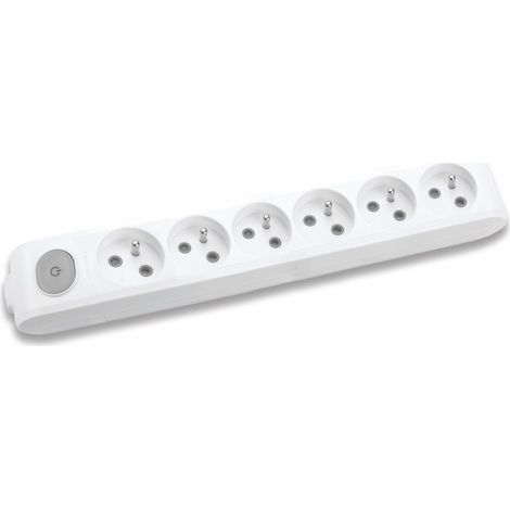 Multiprise X-TENDIA 6x Prise 2P+T (NF), Sans câble avec interrupteur on/off Blanche - PANASONIC