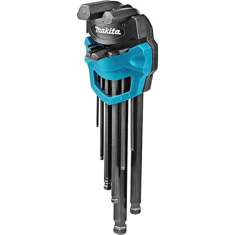 Makita – Jeu de clés à six pans creux 9 pièces B65894 – Ø 1,5 à 10 mm – Acier chrome-vanadium – Avec rotule pour travail incliné (1/10)