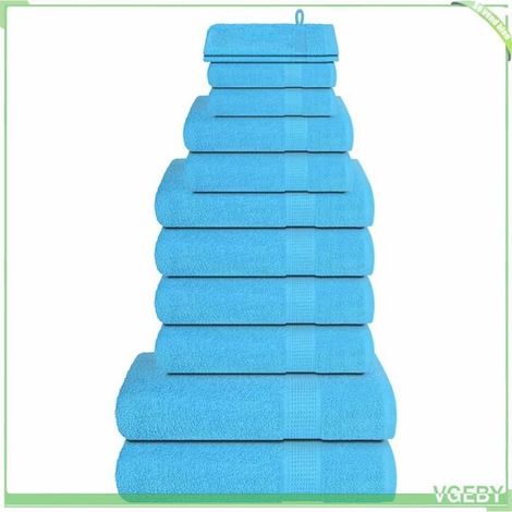 Ensemble de serviettes 12 pièces turquoise 100% coton 360 g/m² – serviette 70×140 cm (1/5)