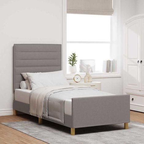 vidaXL Estructura de cama con cabecera Taupé 90 x 190 cm tela (1/5)