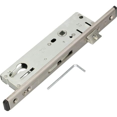 KOTARBAU Serrure à cadre tubulaire 92 mm - Distance au canon 30/35 mm - Têtière C en acier inoxydable - Serrure à encastrer pour cylindre profilé gauche/droite (30 mm) Argenté (1/5)