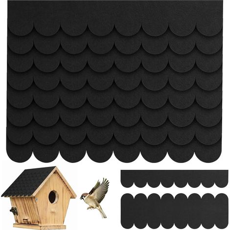 53 bardeaux de toiture Autocollants pour nichoir Noir Feutre de toiture imperméable pour nichoir clapier niche et boîte aux lettres (1/5)