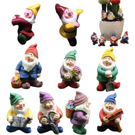 Zwergstatue 9 teiliges Harz Zwergfigurenset Zwergenskulptur