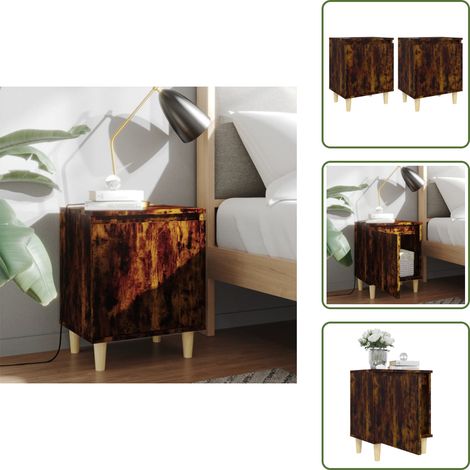 Tables de chevet et pieds en bois 2 pcs Chêne fumé 40x30x50 cm - Table De Chevet - Meuble De Chambre - Table D'appoint - Design Scandinave - Table Basse (1/5)