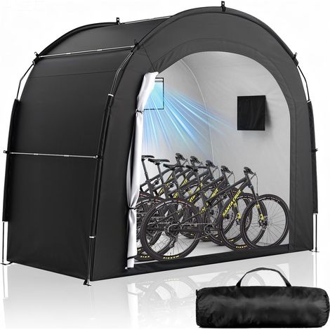 Tente de Stockage pour 5 Vélos, Extérieur Portable 210D Oxford épais PU4000 Imperméable à l'eau avec Fenêtre Ventilée, Tente pour Vélo, Tondeuse à Gazon, Outils de Jardin (1/5)