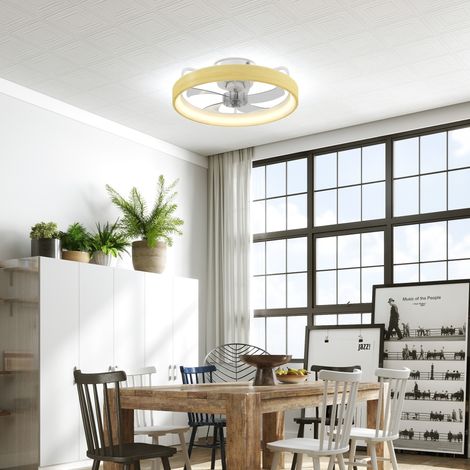Ventilatore da soffitto con luce LED, Ø49cm, 7 pale, 6 velocità, luminosità regolabile, modalità estate/inverno