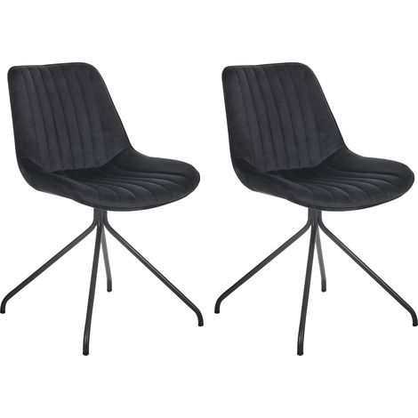 Conjunto de 2 sillas de terciopelo negro acolchado sin reposabrazos Navasota
