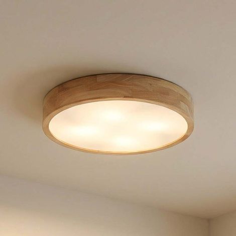 [GEBRAUCHT] B-Ware Lindby Deckenlampe Tanju LED Leuchte Lampe dimmbar rustikal Ø60cm Holz weiß (1/2)