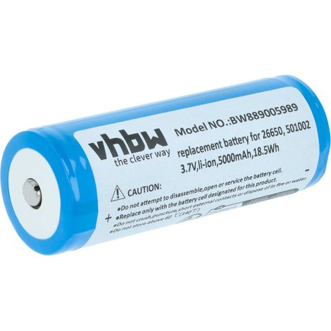 vhbw batteria sostituisce Ledlenser 501002, 04058205009263 per torcia, lampada da elmetto (5000mAh, 3,7V, Li-Ion)