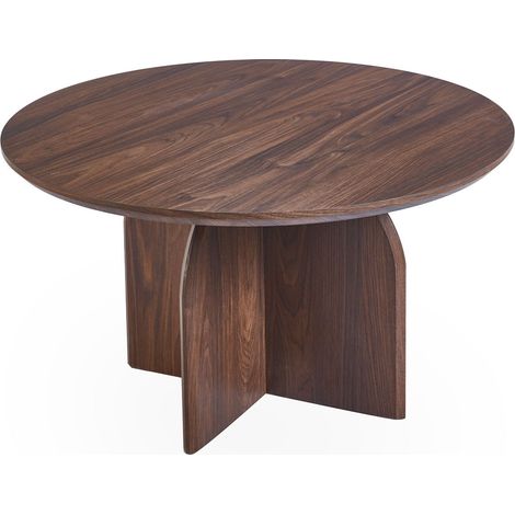 Table basse ronde élégante 80cm Calyptus Bois foncé (1/5)
