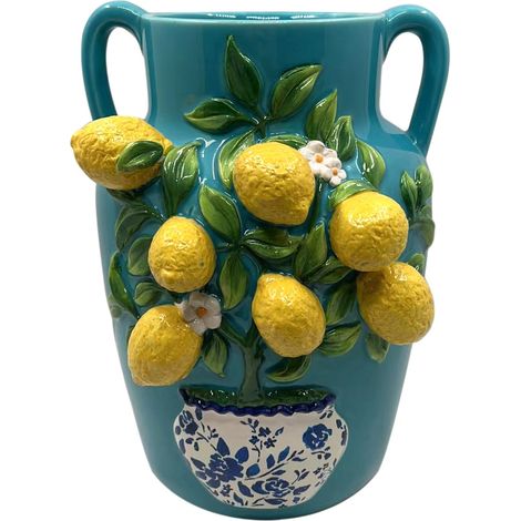 Vaso Decorativo in Ceramica con Design Limoni per Stile Mediterraneo ed Eleganza nella tua Casa