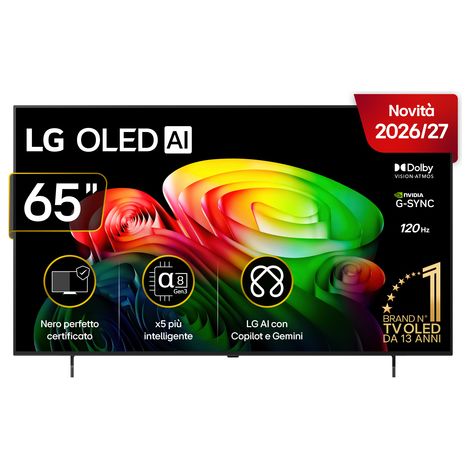 LG OLED AI 65pollici Serie B6 OLED65B65LA, 4K, Nero perfetto, Dolby Vision, Processore α8 Gen3, 120Hz, G-Sync, SMART TV 2026