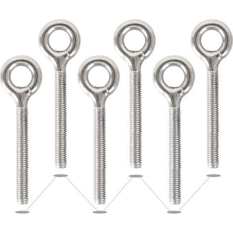6 Pack M10 304 Anneaux en Acier Inoxydable Soudés Fermés Boulons à Oeil de Tige Filetée Résistant à La Corrosion-Vis à œil (1/5)