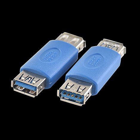 USB 3.0 female-to-female AF-AF extension connector for high-speed data transmission, semi-enclosed adapter with female USB connector. (1/5)